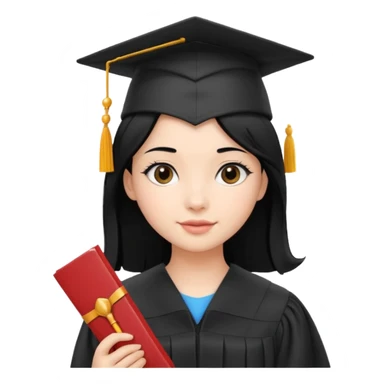 girl with beautiful black hair and graduation hat and diploma emoji ios 18 sticker