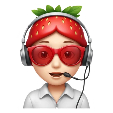 Cute strawberry wearing headset and shades sticker