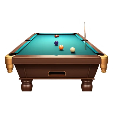 A well-arranged pool table with colorful billiard balls neatly placed, and a cue stick poised to take a shot. The setting is a dimly lit room with a focused atmosphere, highlighting the precision and strategy involved in the game of billiards. sticker