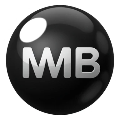 Black Ball with MB written on it sticker