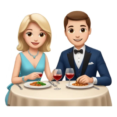  couple sitting and having dinner in a restaurant sticker