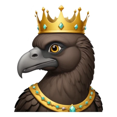 old black vulture wearing crown looking ahead sticker