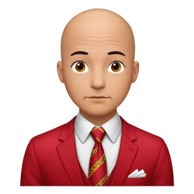 man Bald with red necktie, red dress,tatto. sticker