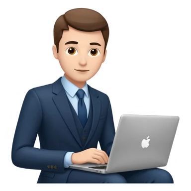 сделай мне мужчину бизнес аналитика котрый очен крутой в костюме и с компом  sticker