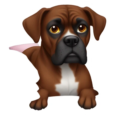 Dark Brown Boxer dog in bed  sticker