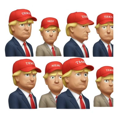 Donald Trump wearing a red MAGA hat sticker