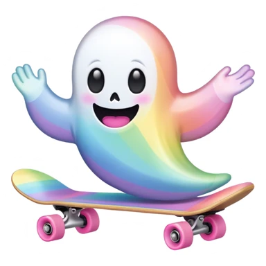  pastel rainbow kawaii ghost skateboarding  sticker