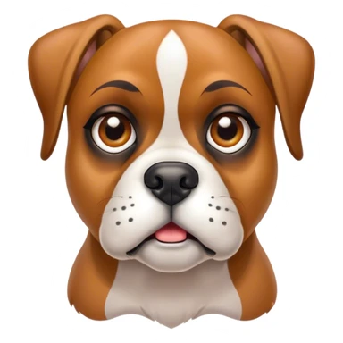 Cinematic Comical Fawn Boxer dog Portrait Emoji, Head tilted dramatically with an exaggeratedly shocked or offended expression, featuring a sleek fawn Fur with a distinctive white muzzle, wide, expressive brown eyes filled with exaggerated disbelief, Simplified yet hilariously expressive features, highly detailed, glowing with a slightly sassy glow, high shine, dramatic yet playful, stylized with an air of attitude, bright and endearing, soft glowing outline, capturing the essence of a sassy and over-the-top guardian, so meme-worthy it feels like it could side-eye its way into internet fame instantly! sticker