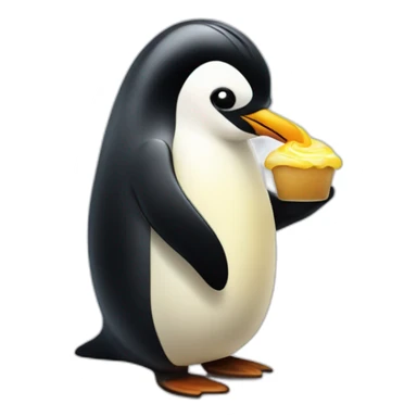 Pinguin mangeant une glace saveur vanille sticker