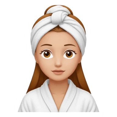 rosto de uma mulher com uma faixa de toalha no cabelo de cor todo castanho como se estivesse no spa, sem o pescoço sticker