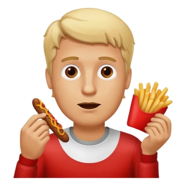 Hombre Rubio con una salchipapas pero la salchicha está quemada sticker