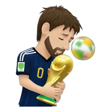 Lionel Messi kissing world cup sticker