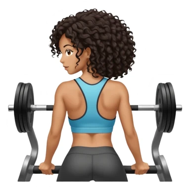 Treino de academia mulher morena de cabelos cacheados caindo nas costas sticker