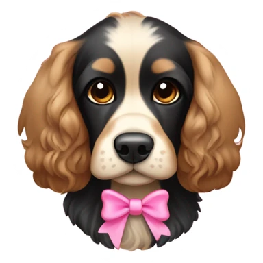 Black and Tan cocker spaniel with pink bow sticker