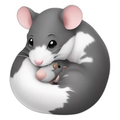 A gray and a black and white rat snuggling sticker