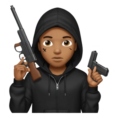 A black man in the hood holding a gun saying give me all your money nigga sticker