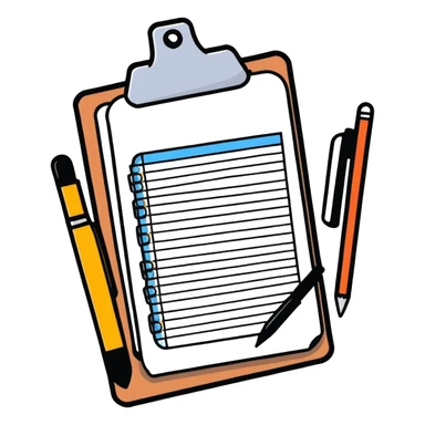 clipboard with task list and gear sticker