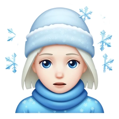 Shivering face with ice crystals, very cold sticker