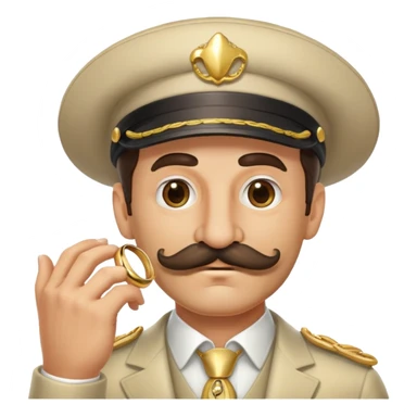 italian man Luigi Mangione with mustache wearing a large gold wedding band sticker