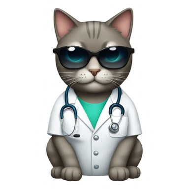 doctor cat wearing black sunglasses sticker
