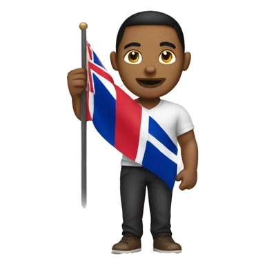 man holding dominican flag sticker