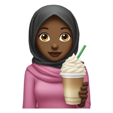 Black girl wearing a pink hijab with a vanilla bean Frappuccino in her hand sticker