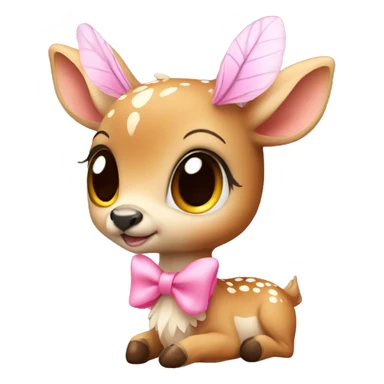 baby deer with fairy wings and a pink bow around its neck  sticker