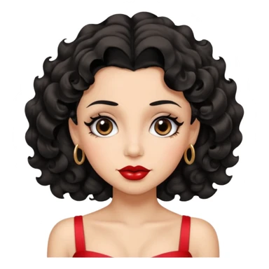Do not change the face I already created, I want her with Betty boop face and black hair worry  sticker