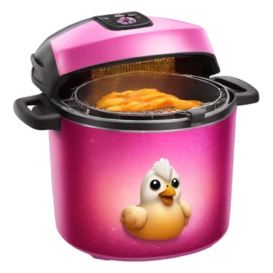 Pink ombre deep fryer with glitter chicken  sticker