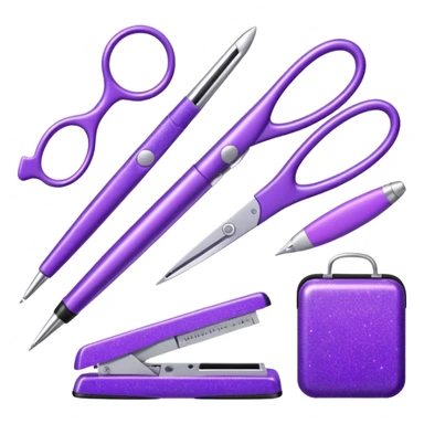 Purple Glitter office tools sticker