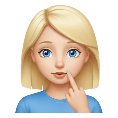 put a finger on the tip of the nose!! but In a cute way, bye a blond girl with blue yes  sticker
