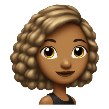 chica de pelo liso y marrón casi negro y con melenita, ojos marrones y pendientes de oro sticker