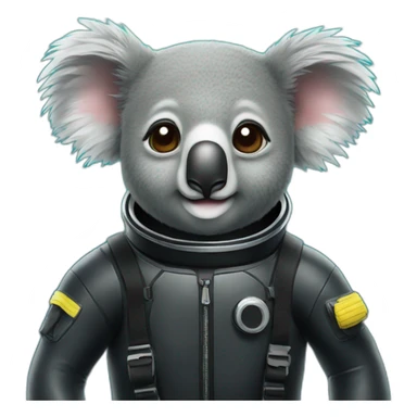 koala in black rubber diving suit sticker