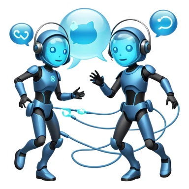 An icon representing an online multiplayer game, featuring two or more characters engaged in a virtual battle or adventure. Connected by network lines, the design includes glowing avatars, chat bubbles, and a sense of real-time interaction. Transparent background. sticker
