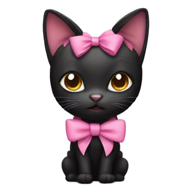 a black cat wearing a pink bow  sticker