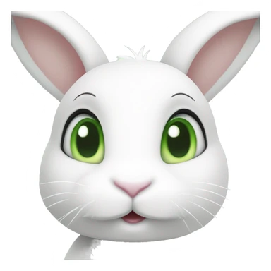 Cute White bunny with light-green eyes and a question mark above her bunny head sticker