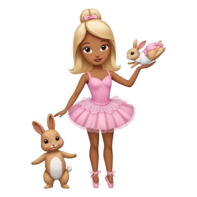 Brown skin blonde hair barbie ballerina holding bunny  sticker