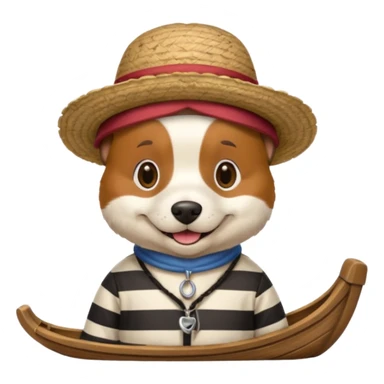 dog wearing gondolier striped shirt and hat sticker