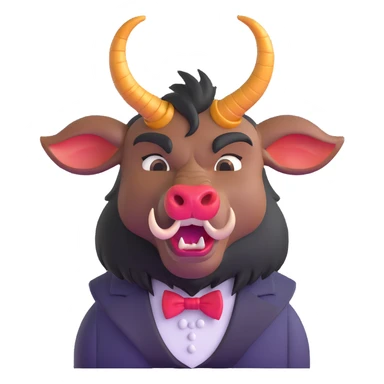 Beast from Beauty and the Beast with a human mouth and lips, keeping his horns, fur, and formal outfit sticker
