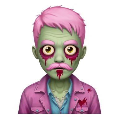 young zombie with pink mustache sticker