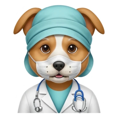 doctor dog wearing medical mask sticker