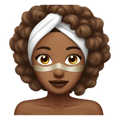 Brown skin Lady with face mask spa beauty full face relaxing sticker
