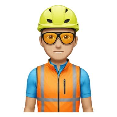 Cyclist with hi-vis vest, while cyclig sticker