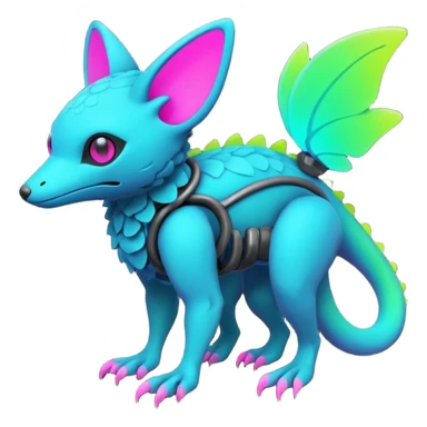 futuristic lush random-colored neon-colored Fakémon-Trico-creature (full body) sticker