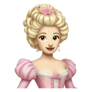 Beautiful highly detailed rococo princess with blonde hair and a pink gown Marie Antoinette  sticker
