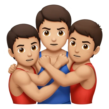 Three young brunette brothers wrestling each other sticker