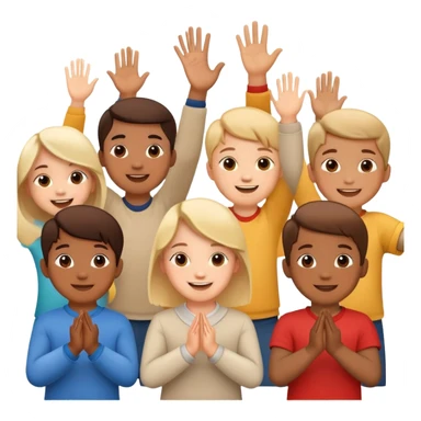 group of children clapping together, happy and supportive sticker