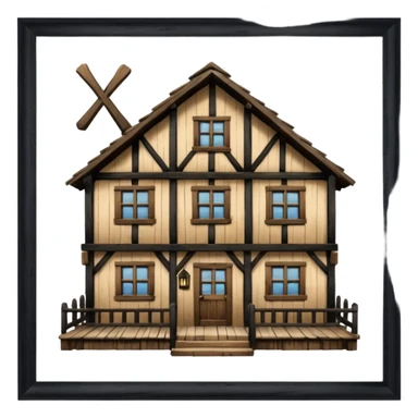 an inn with a big X on it sticker