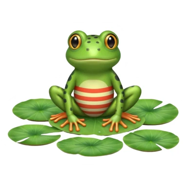 frog in striped pajamas on lily pad bed sticker