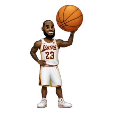 Lebron james avec un ballon de basket  sticker